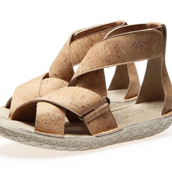 Po-Zu Vegan Cork Leather Sandals - Size 8/38 - Picture 2 of 3